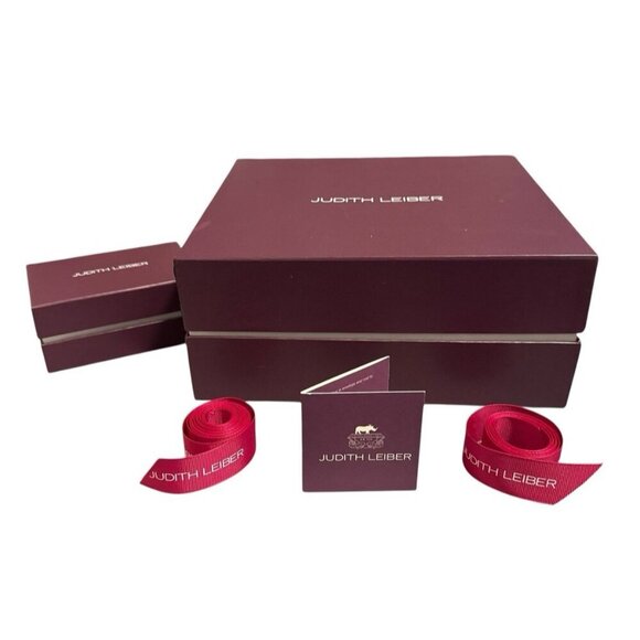 Judith Leiber Empty Gift Boxes Lids Card Ribbons Designer Storage Purple - Picture 1 of 11